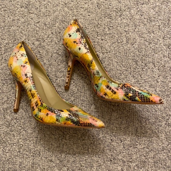 Charles David Shoes - New Charles David pointed toe high heel pumps multi color snake print leather